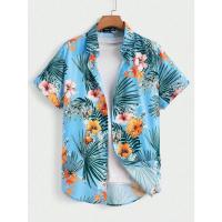 Camisa casual de manga corta con botones de albahaca rosa para hombre, playa con camisa estilo hawaiano - details 6