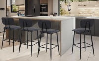 Taburete Alto de Cocina, Taburete de Cocina con Respaldo de Polipiel, Silla Alta para Barra, Comedor y Salón, Negro, Marrón - details 4