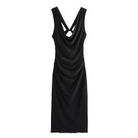 Vestido decorativo con lazo cuello redondo sin mangas estilo chino para mujer - details 0