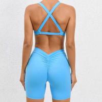 Conjunto de pantalones cortos cruzados sin espalda para mujer, ropa deportiva de 2 piezas, ropa de entrenamiento PIESS, ropa deportiva - details 9