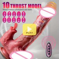 Consolador realista vibrador empuje lengua lamiendo clítoris doble penetración Anal hine orgasmo rápido para mujeres juguete sexual - details 0