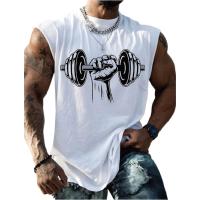 Chaleco sin mangas con patrón de mancuernas, ropa de calle 3D con estampado, Tops blancos puros, chaleco informal suelto de gran tamaño, cuello redondo, Tops de talla grande 5Xl - details 0