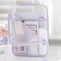 Bolsa de archivo de malla de nailon A4, bolsa transparente de Color sólido con cremallera, multifuncional, gran capacidad - details 4