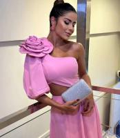 Maxi apliques con hombros descubiertos, cintura de una sola manga, vestido midi de boda de noche para mujer grande - details 1
