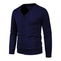 Nuevo Cárdigan para hombre, abrigos de manga larga con cuello en V, suéteres de punto con botones y bolsillos, prendas de vestir exteriores ligeras de Color sólido - details 5