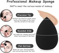 Mini esponjas de maquillaje, paquete de 6, suaves y compactas, para Rostro y Cuerpo, ideal para maquillaje, base, corrector, iluminador y ojeras (Negro) - details 3