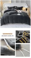Funda de edredón de terciopelo de cristal cálido, bordado sólido, juego de cama de lujo para pareja, tamaño queen y king, Invierno - details 11
