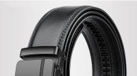Cinturón de piel sintética para hombre, accesorio de talla grande, 105, 150, 140, 130, 160, 170cm, marca de moda, hebilla Simple automática, negro, 3,5 cm de ancho - details 0