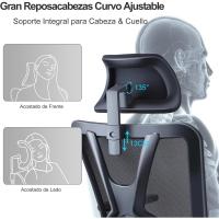 Oficina Ergonómica - Silla Escritorio Respaldo Alto con Soporte Lumbar Ajustable, Reposacabezas y Reposabrazos 3D - 130 ° Silla de Computadora Silla de Malla Mecedora - details 6