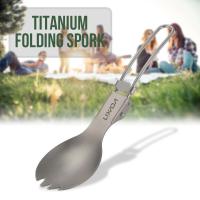 Vajilla plegable de titanio pulido mediano Lixada Spork, utilizada para cenas al aire libre, VIES, camping, mochilas - details 31