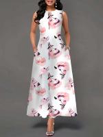 Women's Boho Long Dress Elegant Sleeveless Floral Print Casual Beach Party Summer Dress - details 46