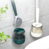 Juego De Cepillo De Inodoro Con Soporte De Silicona Limpieza Del Baño Asa Recargable Dispensador Accesorio Doméstico - details 3