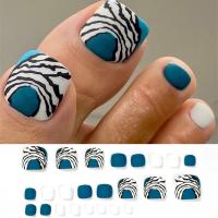 Juego De 24 Piezas Uñas Postizas De Acrílico Con Borde Blanco Y Flor Artísticas Para Pies Uñas Press on Removibles Para Fiestas - details 11
