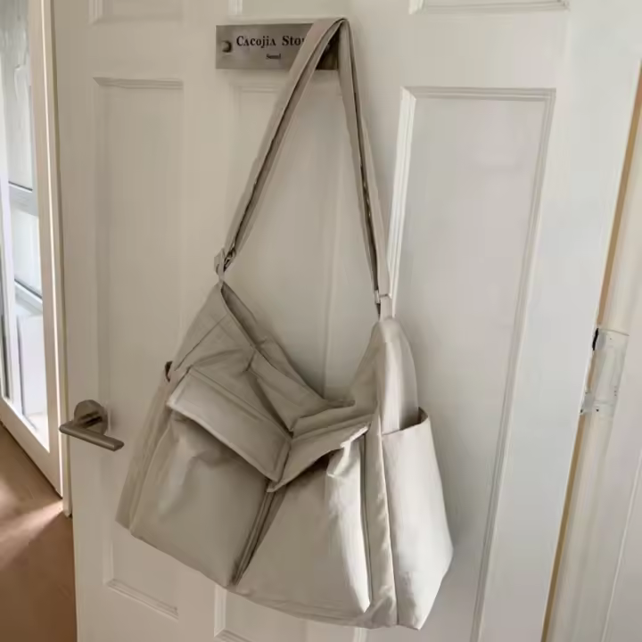 Bolso cruzado de nailon de gran capacidad Harajuku con múltiples bolsillos, bolso de hombro para hombre, bolso de mensajero de lona informal de estilo coreano para uso diario - 1