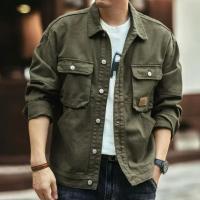 Chaqueta de mezclilla para hombre, holgada, con solapa retro americana, moda informal, ropa de abrigo para primavera y otoño - details 1