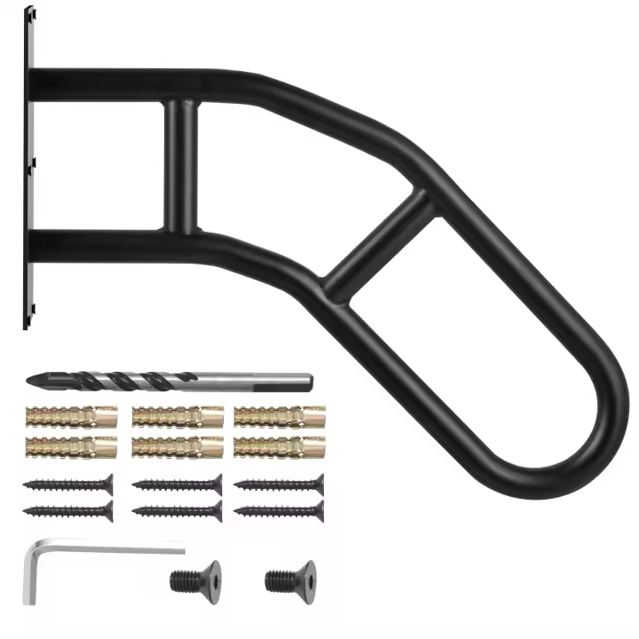 SucceBuy Pasamanos de montaje en pared de 29 pulgadas para escalones exteriores, barandillas de seguridad en forma de U para 1-3 escalones, negro mate, 2 piezas para niños - 1