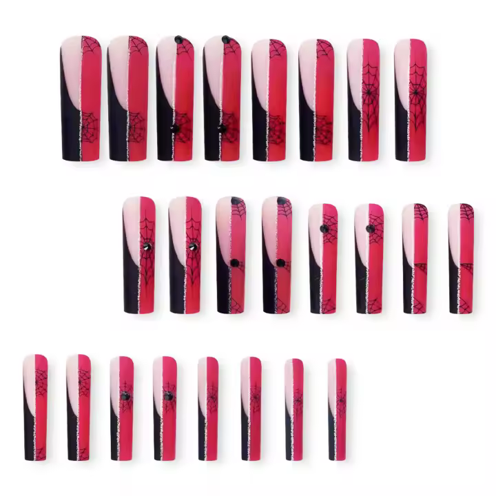 Uñas de Resina de Punta Francesa Gótica Uñas Falsas de Alta Longitud Cuadrada para Mujeres - 1
