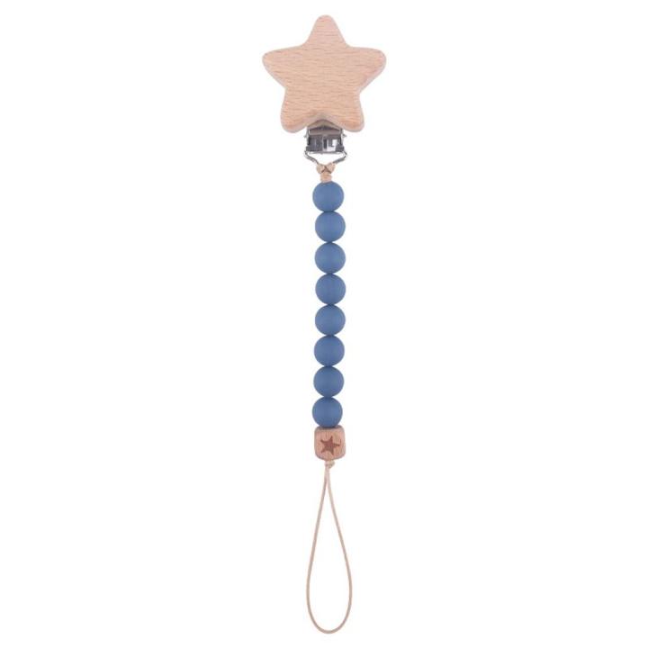 2 Cadenas Para Chupete De Silicona Alimentaria Con Clip De Madera - Colores Azul Claro - Evita Que Se Caiga Al Suelo