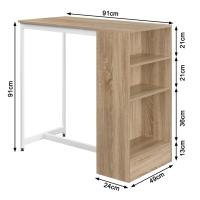 Mesa de bistró Mesa de bar de 91 x 49 x 91 cm con 3 estantes Mesa de pie de consola alta para café, cocina, fiesta, cóctel (no incluye el taburete de bar) - details 2