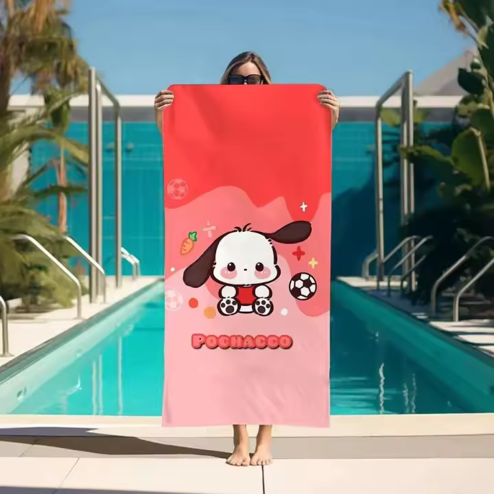 Turbante P-Pochacco de playa para secar el cabello, cuidado Personal, toallas de baño grandes, juego de baño para Sauna, accesorios, toalla de gimnasio - 1