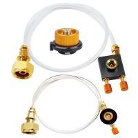 Adaptador de cilindro de propano para acampar al aire libre, conector de horno de tanque, accesorios de acoplador, estufa, llenado de gas - details 0