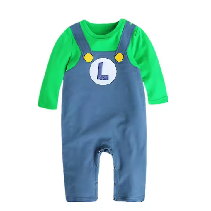 Conjunto de Cosplay de Bebé Super Mario Bros Mono Romper de Crawling con Sombrero - 1