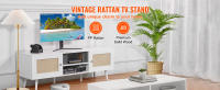 VEVOR soporte de TV de ratán para TV, soporte de TV Boho con puerta de ratán, centro de entretenimiento con enchufe incorporado y puertos USB - details 2