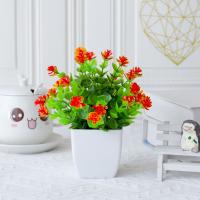 Nuevas flores artificiales de plástico en maceta, simulación blanca de plantas artificiales de loto, bonsái de flores falsas para decoración de interiores - details 1