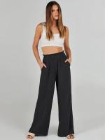 Pantalones de mujer de lino de playa pierna recta con bolsillos pantalones femeninos de cintura alta pantalones sueltos trajes moda coreana - details 4