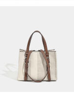 Nuevos bolsos de mujer de gran capacidad con diseño en contraste, bolsos de hombro con empalme casual y versátil, bolsas de mensajero de lona. - details 8