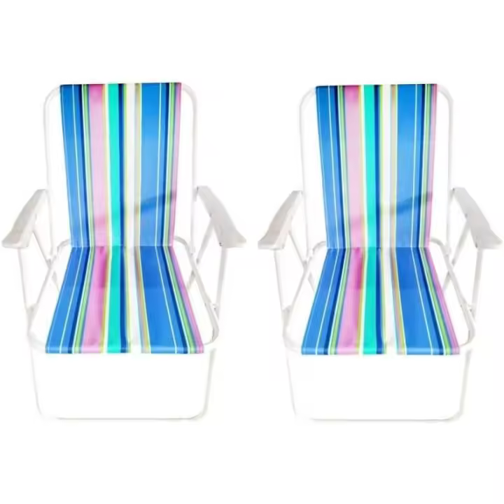Juego de 2 sillas de playa plegables, silla de camping, tumbona, silla de playa portátil para piscina, jardín, playa, aire libre - 1