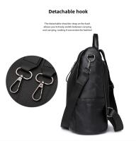 Mochila de trabajo de cuero PU suave para mujer, mochila de hombro cruzado de cuero negro vintage, mochila de viaje antirrobo para mujer - details 2
