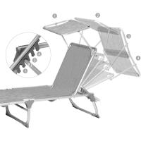 Silla de Senderismo Tumbona Reclinable Plegable, Ligera, 55 x 193 x 31 cm, Carga 150 kg - details 4
