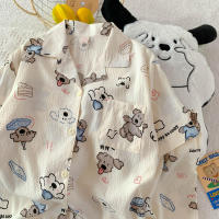 Pijama de Perro Feliz 2025 Algodón Nuboso Manga Corta Moda de Verano de Alta Gama para Mujeres - details 1