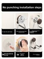 Estante para secador de pelo montado en la pared, estilo ventosa, estante de almacenamiento con ventosa para ahorrar espacio, aspecto de madera ajustable - details 2