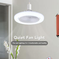 Ventilador de techo con luz LED - Base E27/E26 disponible - Ahorro de energía con mando a distancia - Velocidad del viento ajustable brillo - Adecuado para sala de estar, dormitorio, sala de estudio - details 0