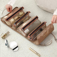 Bolsa de cosméticos plegable para mujer, neceser de gran capacidad con diseño de cremalleras, gran regalo para el Día de San Valentín - details 1