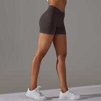 Pantalones cortos deportivos para mujer, pantalones cortos de yoga con gimnasio cruzado, entrenamiento, correr, cintura alta, levantamiento de cadera, sin costuras, Fiess - details 18