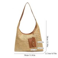 Bolso de hombro tejido a la moda, bolso de paja de gran capacidad de ratán, bolsos grandes trenzados hechos a mano para playa de verano - details 1