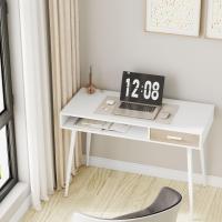 Mesa de Oficina, Mesa de Trabajo, con 1 Cajón y 1 Compartimento Abierto, Estructura de Acero, Madera, Blanco - details 1