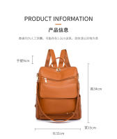 Mochila de cuero blanco y amarillo para mujer, bolsa de trabajo suave y sencilla, con correa para el hombro, informal, de viaje - details 18