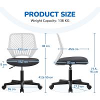 Silla Escritorio de Oficina Ergonómica Silla Giratoria Altura Ajustable sin Reposabrazos Asiento Malla Rosa - details 20