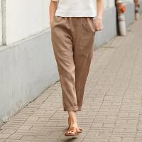 Pantalones Harem de Algodón Lineno Cintura Elástica, Bolsillo, Talla S-5XL - details 7