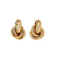 Pendiente De Anillo Con Nudo En Oro Y Plata Para Mujer Obega Joyería De Moda Brillante Para El Día Estilo Clásico Geométrico - details 6