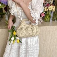 Elegante bolso de paja con cadena tejida de verano, bolso de hombro de paja informal bohemio para mujer, bolso de cubo informal para playa - details 10