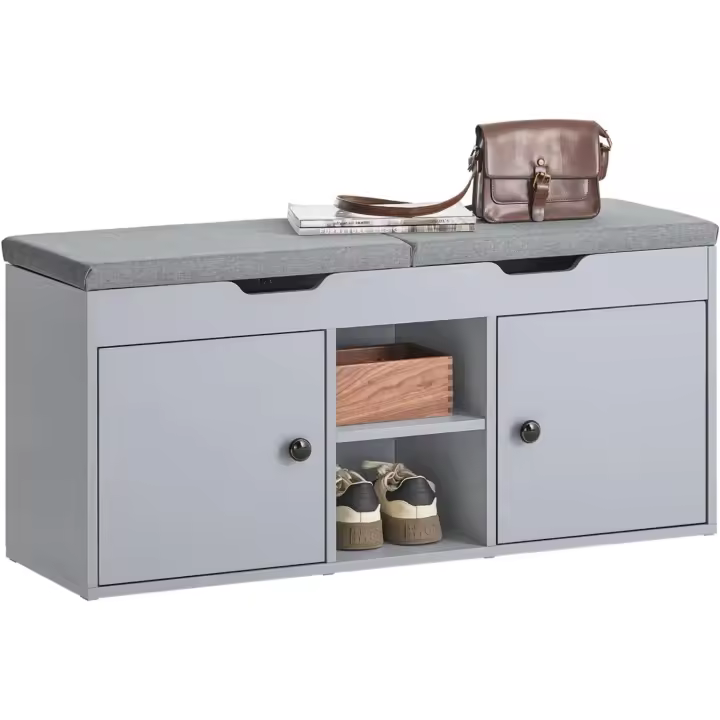 Banco Zapatero con 2 Puertas y 2 Estantes Armario de Entrada Banco de Almacenamiento para Guardar y Ordenar 100 x 34 x 48 cm - 1
