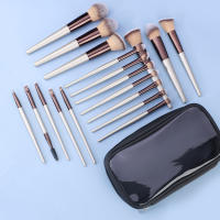 Juego de 18 Pinceles de Maquillaje Bolsa Portátil de Oro Champán con Pinceles de Sombras de Ojos y Cabello Suave - details 1