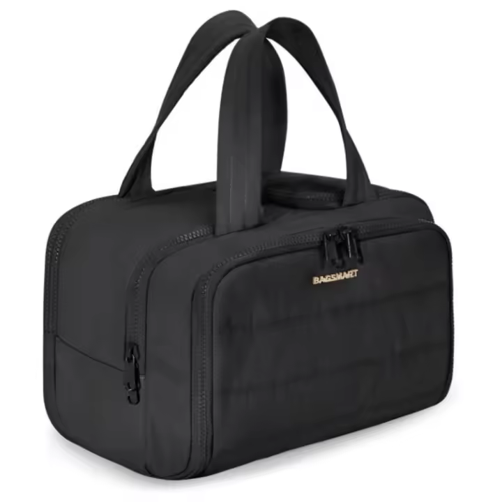 Neceser de viaje de gran capacidad, organizador de maquillaje ligero y abierto, estuche de almacenamiento de viaje portátil con doble cremallera para acampar - 1