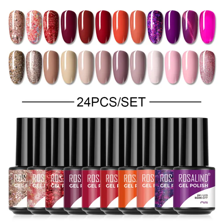 ROSALIND-Kit de esmaltes en Gel para uñas, barnices de Gel UV de 24 piezas, Mini serie de cambio de temperatura, 7ml - 1