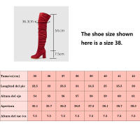 Botas altas por encima de la rodilla de gamuza para mujer, punta redonda, bloque grueso, tacón alto, otoño, invierno - details 1
